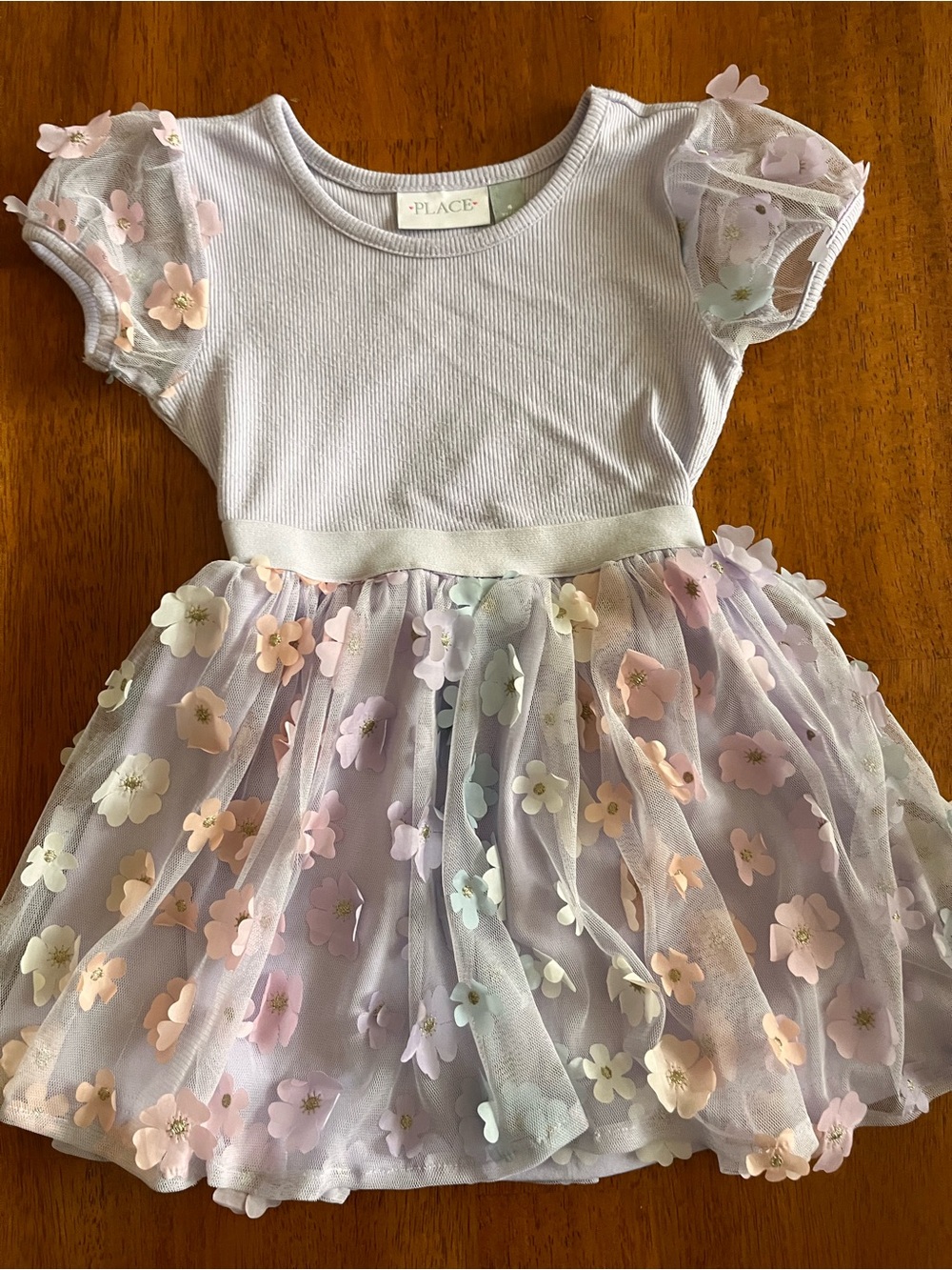 The Children's Place Lavender Tulle Dress with Pastel Floral Accents